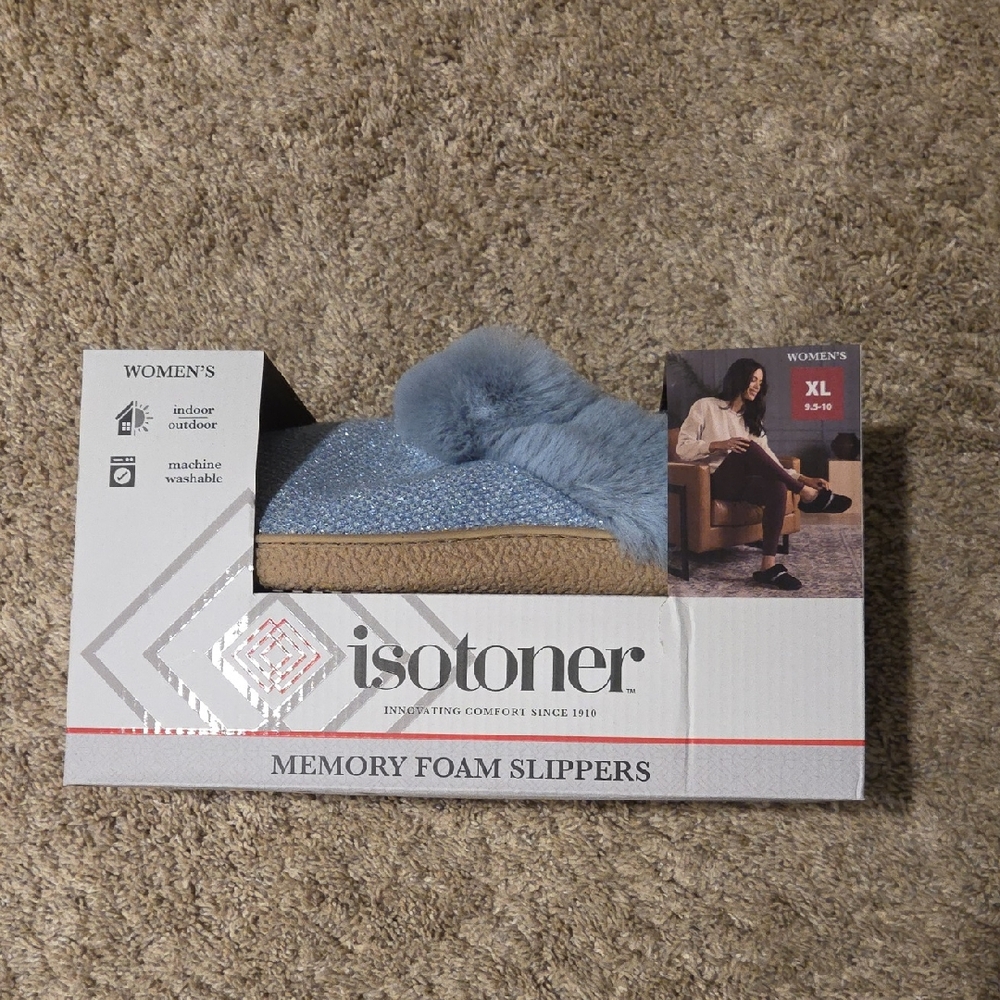 Isotoner Light Blue Women's Memory Foam Slippers